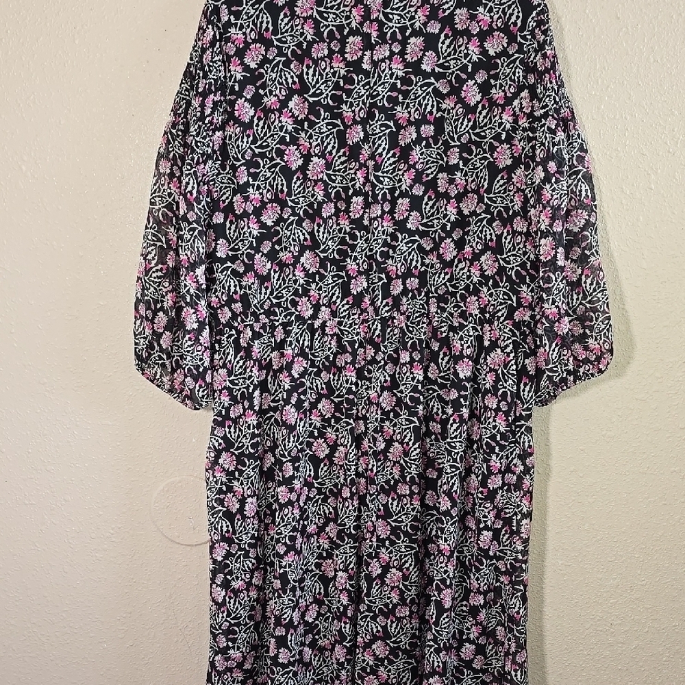 Lane Bryant V Neck Smocked Shoulder Midi Dress - Picture 5 of 7